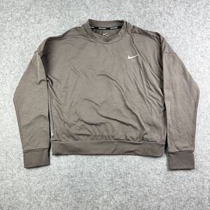 Nike Therma Sphere Element Running Top Womens S Brown Swoosh Athletic Thumbholes
